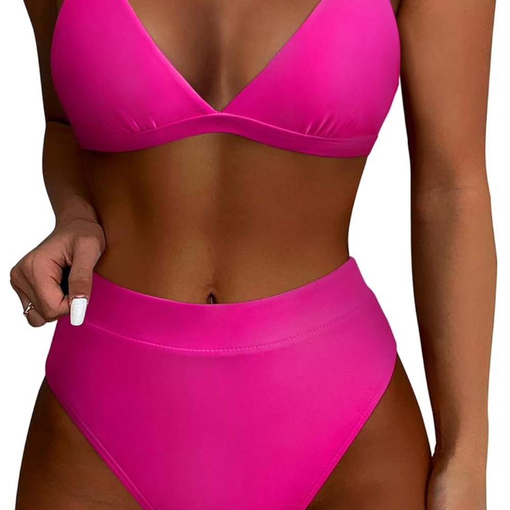 SUUKSESS Women High Waisted High Cut Bikini Set Sexy Triangle Two Piece Swimsuit